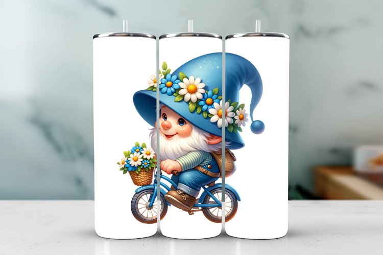 Gnome Spring Tumbler Wrap Sublimation PNG Design
