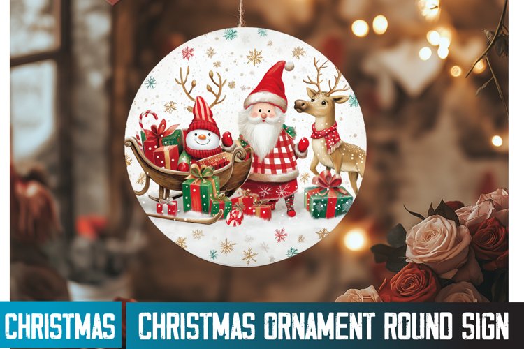 Christmas Ornament Sign,Christmas Round Sign Sublimation PNG
