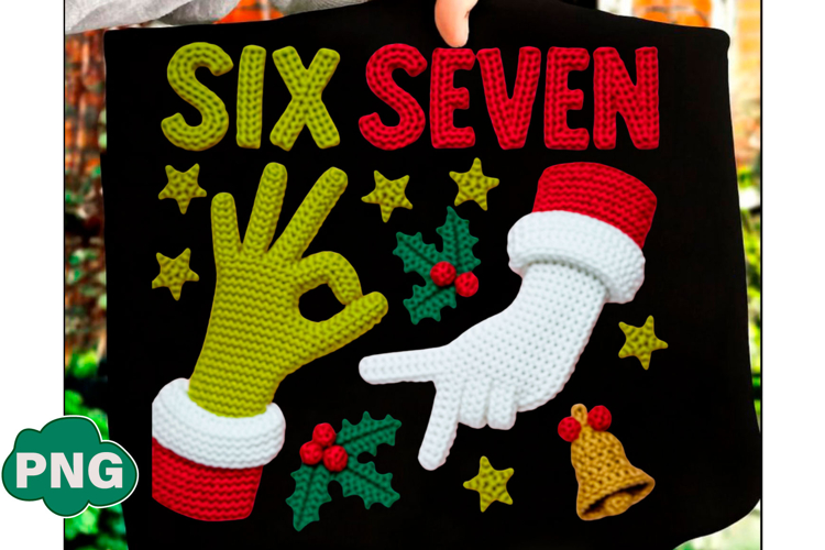 Faux Yarn Six Seven Meme Christmas PNG