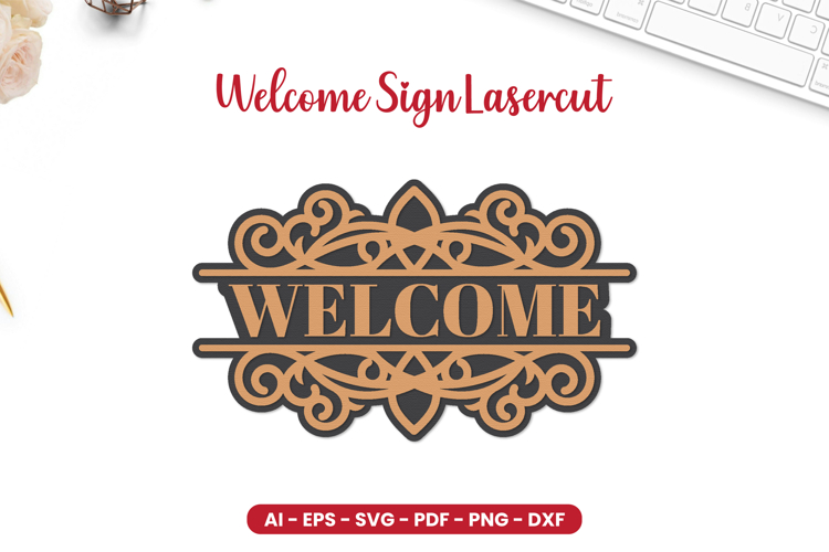 Welcome Sign Lasercut - Door Hanger Lasercut