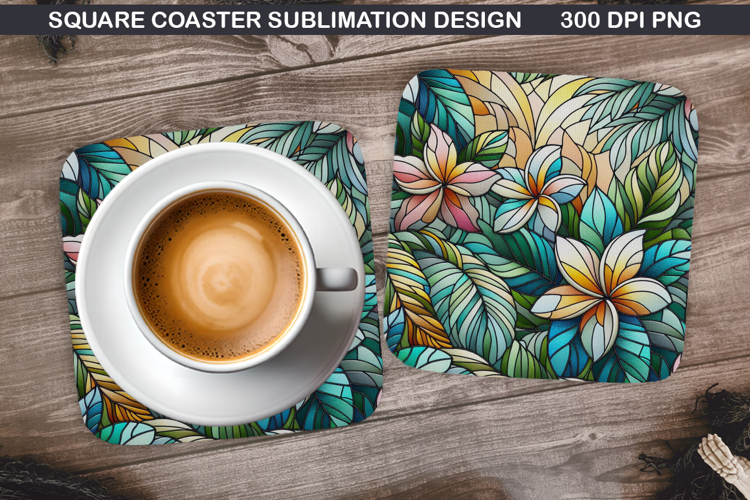 Flowers Coaster Sublimation, Summer Flowers Coaster PNG