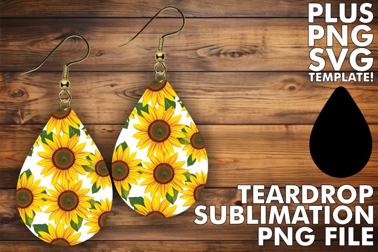 Teardrop Earring Sublimation Featuring Flower Pattern example image 1