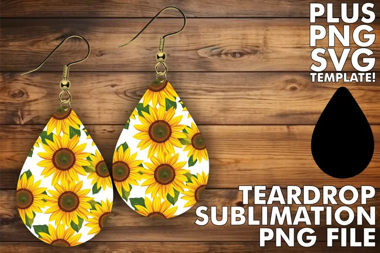 Teardrop Earring Sublimation Featuring Flower Pattern