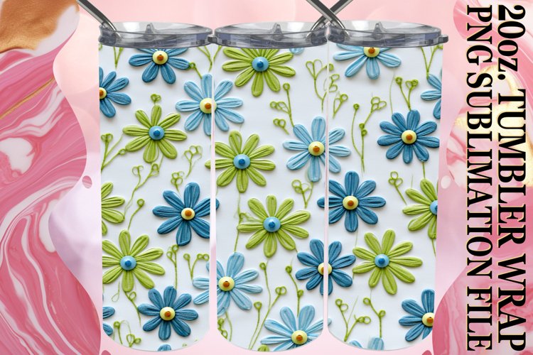 Tumbler Design with Embroidered Flowers example image 1