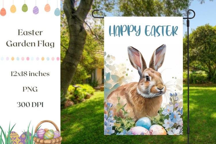 Easter Garden Flag Sublimation, Easter Bunny Garden Flag
