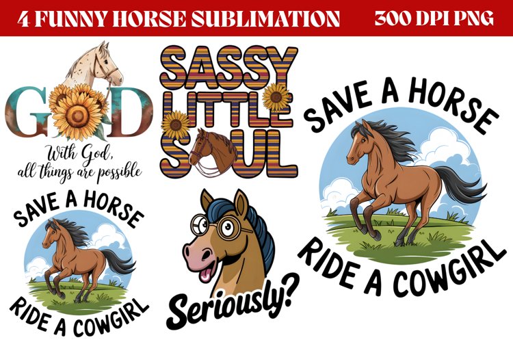 Funny Horse Sublimation PNG