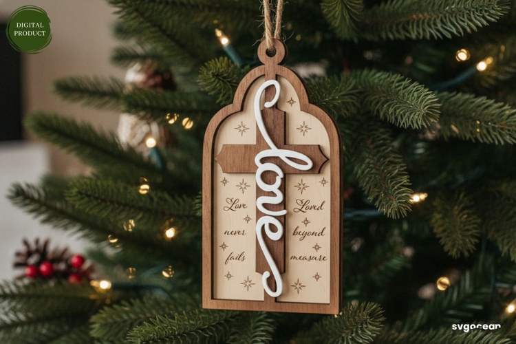Love Nativity Ornament Laser Cut | Christmas | SVG