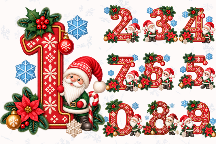 Christmas Santa Numbers PNG