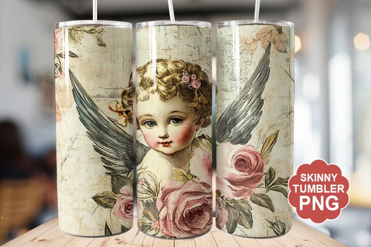 Cupid Vintage Valentine Tumbler | Valentine Tumbler Wrap