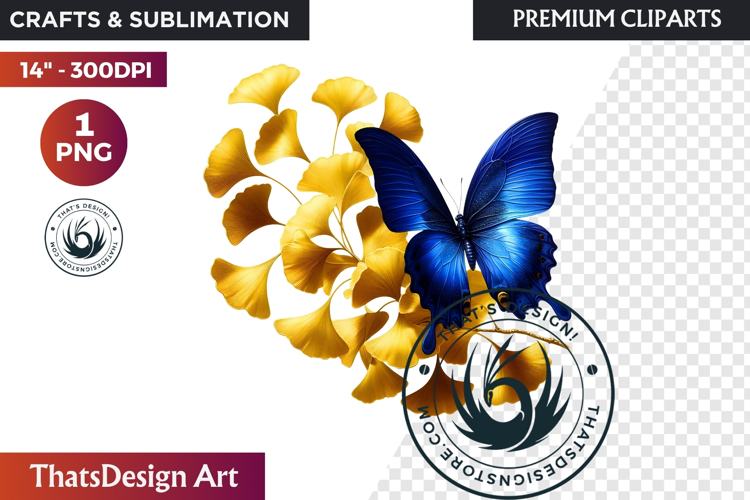Autumn Butterfly and flower Clipart: Moody Floral PNG