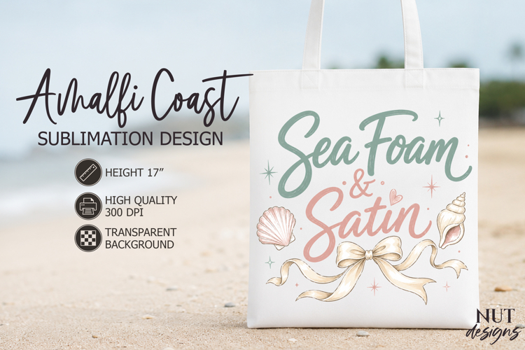 Summer sublimation Coastal Sea Foam Satin Beach Amalfi Coast example image 1