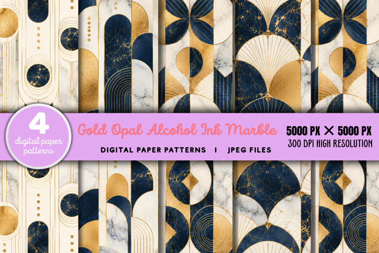 Gold Opal Alcohol Ink Marble JPG