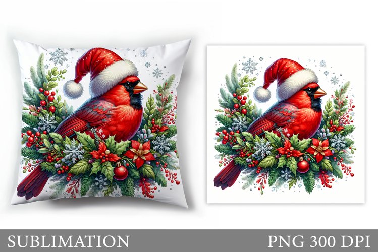 Christmas Bird Pillow Design. Christmas Pillow Sublimation