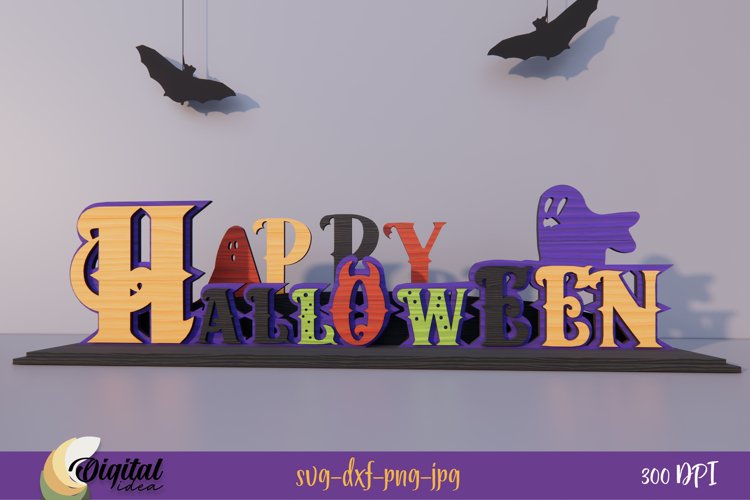 Halloween letter stands "Happy Halloween" 3D LaserCut Design example image 1