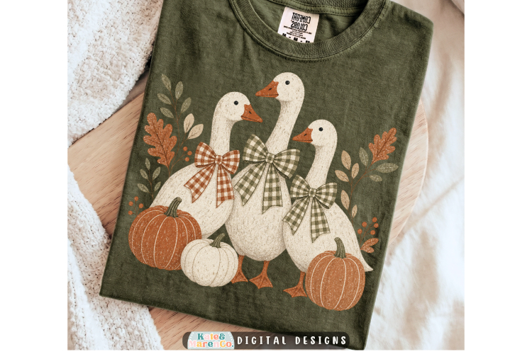 Vintage Fall Geese PNG | Retro Halloween Goose PNG
