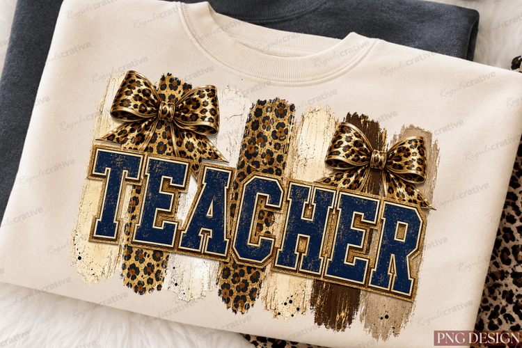 Coquette Leopard Teacher Sublimation Design
