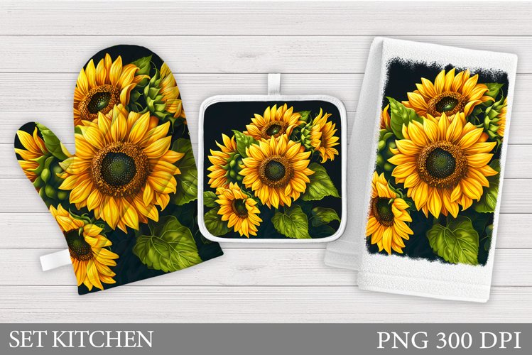 Sunflowers Oven Mitt Design. Sunflowers Square Pot Holder