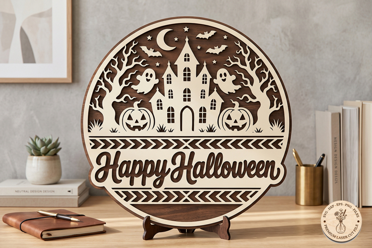 Happy Halloween Sign SVG | Haunted House Laser Cut