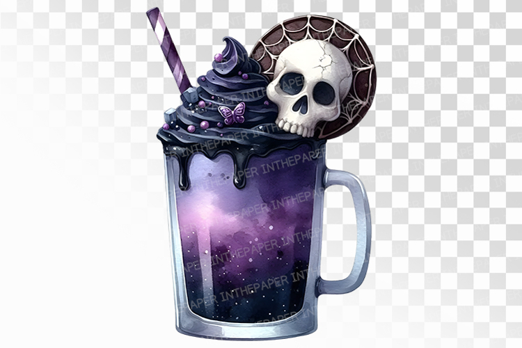Spooky Skull Gothic Halloween Drink PNG