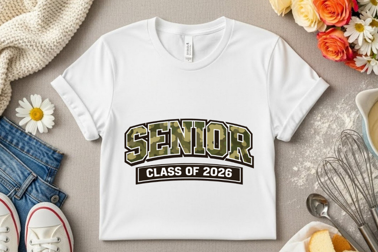 Senior 2026 Png, Camo Class of 2026 Shirt Design, Retro