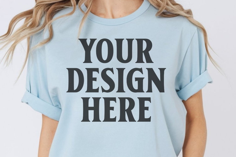 Comfort Colors 1717 Chambray T-Shirt mockup , CC 1717