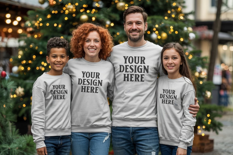 Christmas Family Matching T-Shirt Mockups | Holiday Group