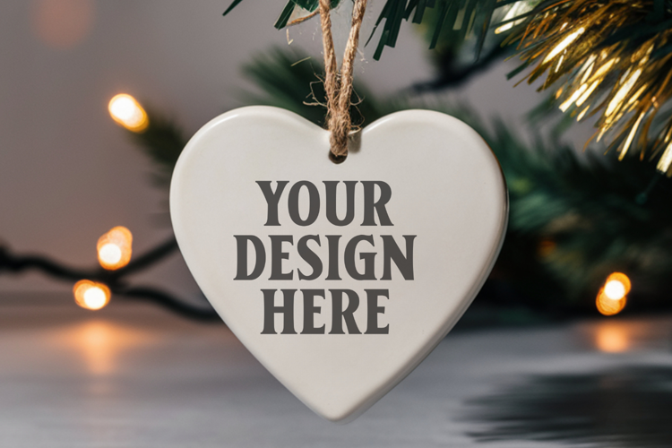 Holiday Love Heart Ornament Mockups | Romantic Christmas Tre