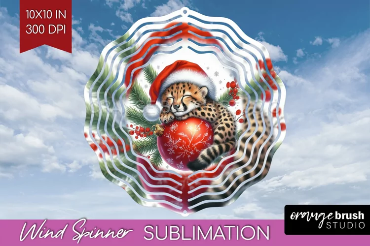 Christmas Animals Wind Spinner Sublimation PNG - Cute Round