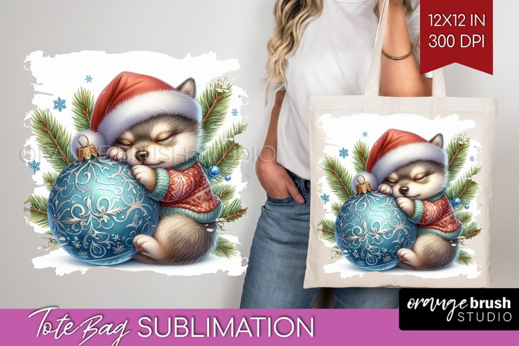 Christmas Animals Tote Bag - Cute Christmas Tote Bag PNG example image 1