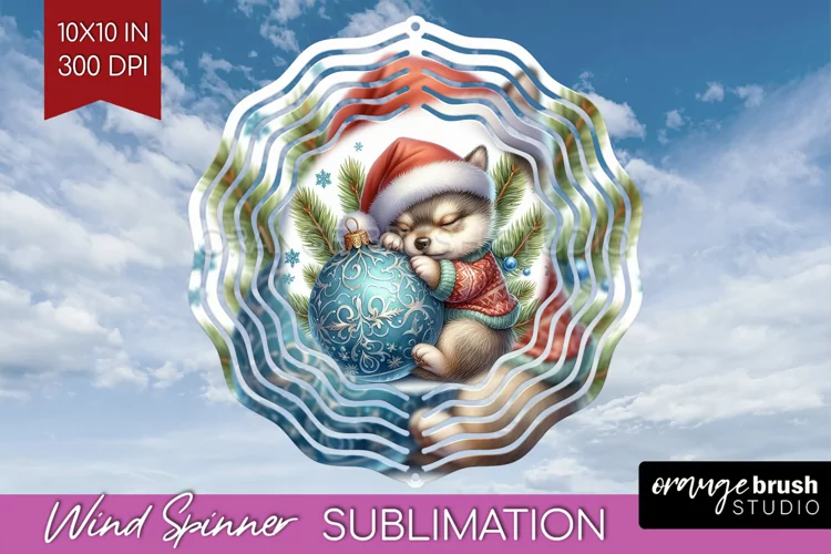 Christmas Animals Wind Spinner Sublimation PNG - Cute Round