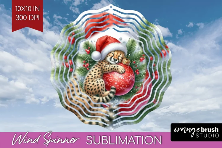 Christmas Animals Wind Spinner Sublimation PNG - Cute Round