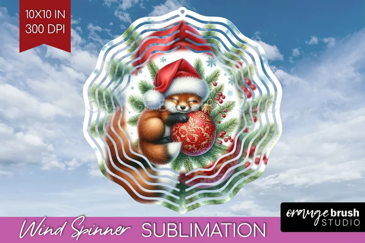Christmas Animals Wind Spinner Sublimation PNG - Cute Round