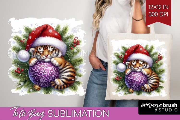 Christmas Animals Tote Bag - Cute Christmas Tote Bag PNG example image 1