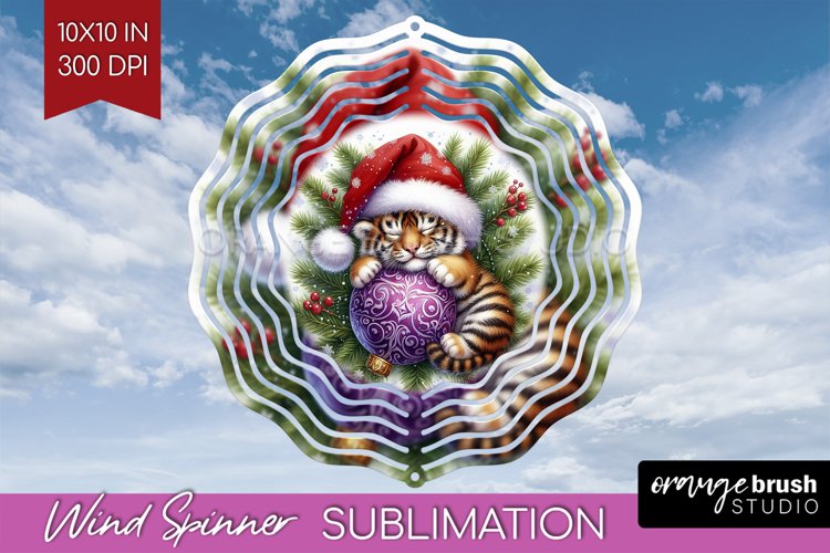 Christmas Animals Wind Spinner Sublimation PNG - Cute Round example image 1