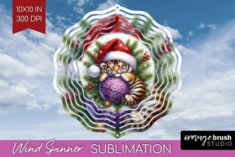 Christmas Animals Wind Spinner Sublimation PNG - Cute Round