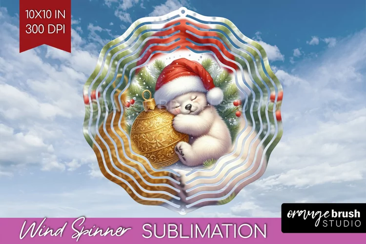 Christmas Animals Wind Spinner Sublimation PNG - Cute Round