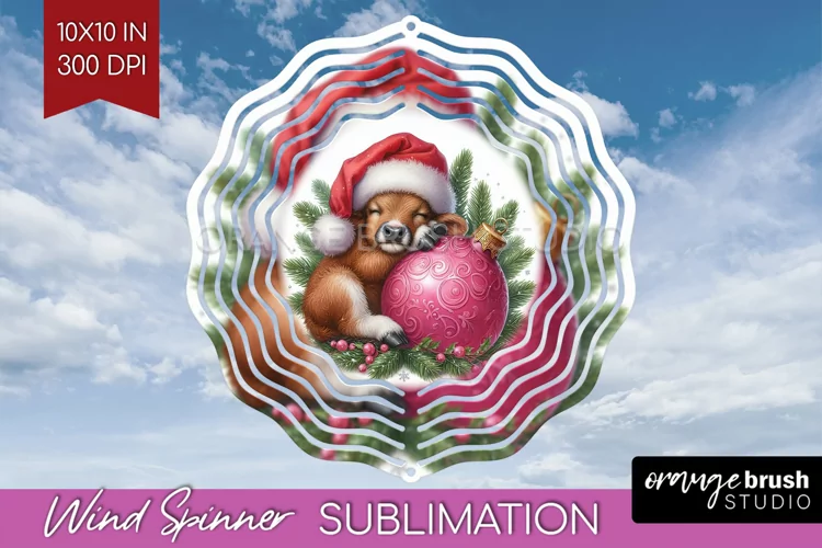 Christmas Animals Wind Spinner Sublimation PNG - Cute Round