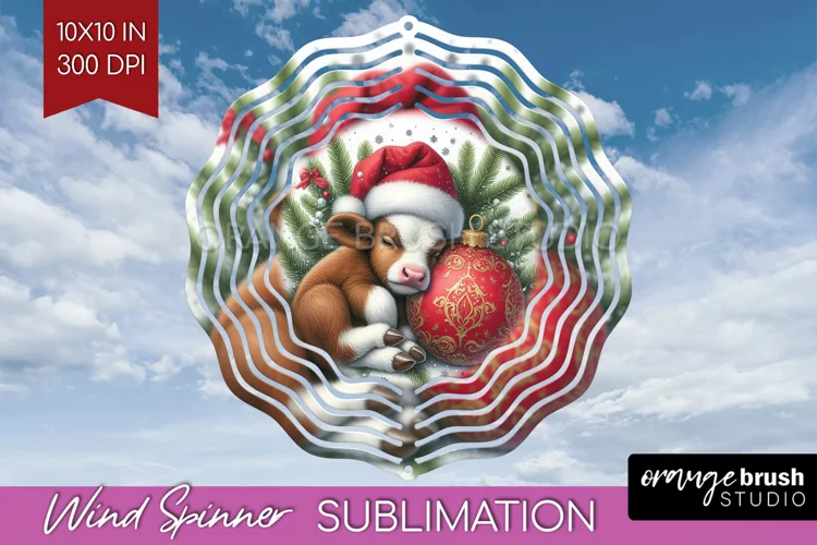 Christmas Animals Wind Spinner Sublimation PNG - Cute Round