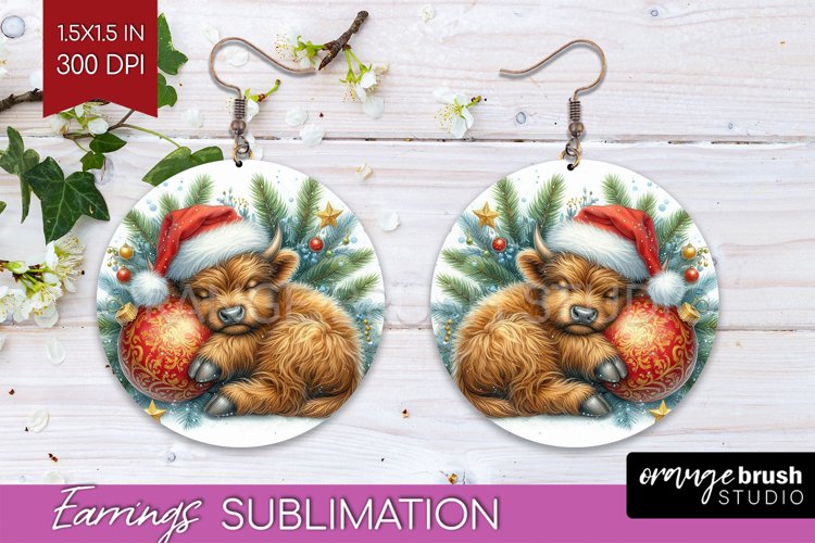 Christmas Animals Round Earrings - Cute Christmas PNG