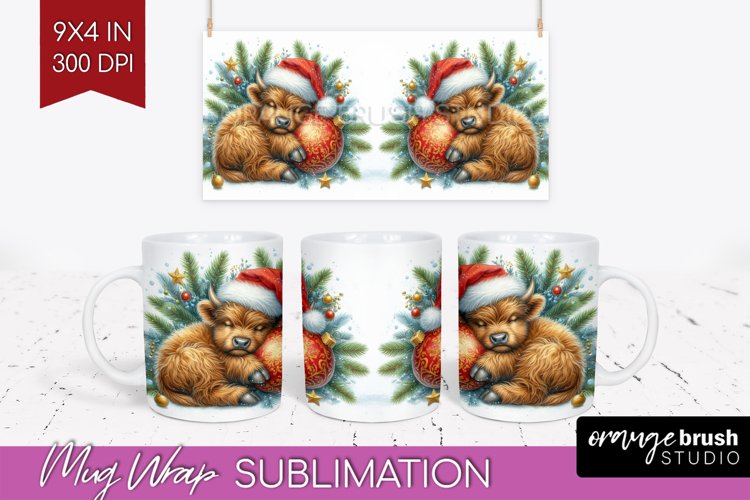 Christmas Animals Mug Wrap - Cute Christmas Mug PNG