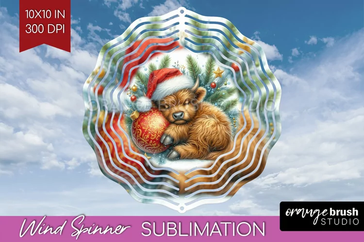 Christmas Animals Wind Spinner Sublimation PNG - Cute Round