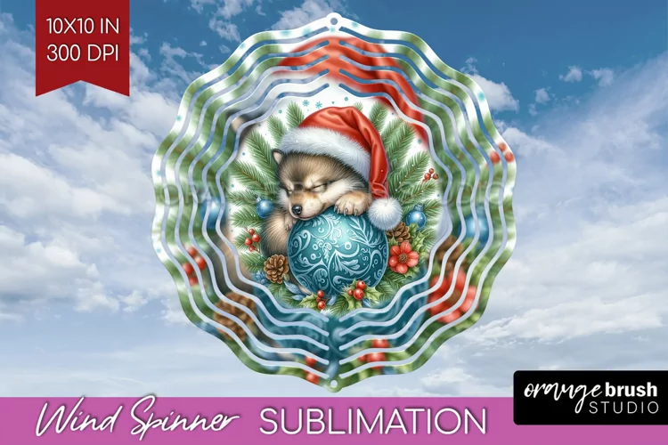 Christmas Animals Wind Spinner Sublimation PNG - Cute Round