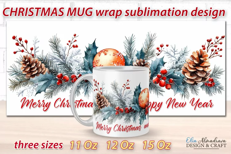Christmas Mug Sublimation Template| Mug Wrap Cricut design
