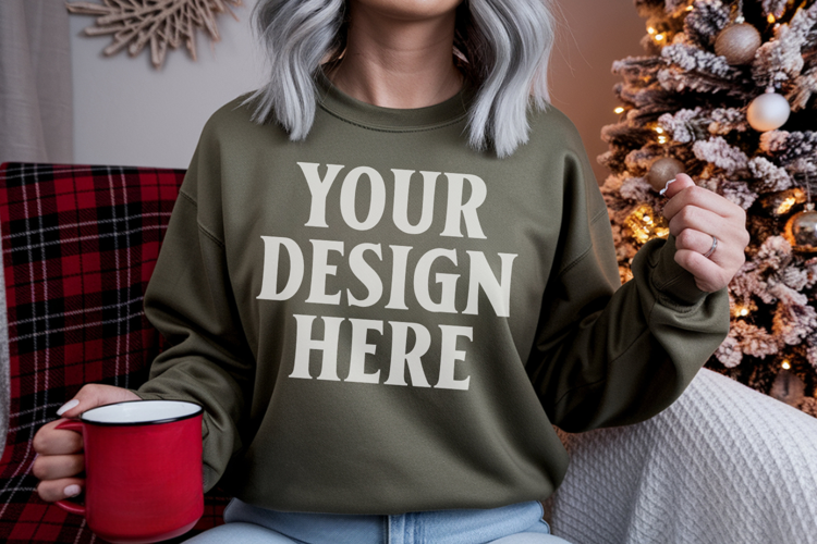 Comfort Colors 1566 Blue Spruce Sweatshirt Mockup | Real Mod