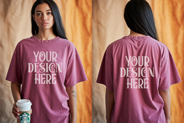 Comfort Colors 1717 Berry Front & back T shirt mockups