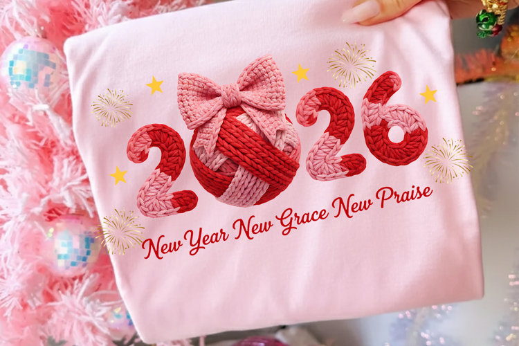 Happy New Year 2026 PNG, Crochet Yarn Christmas png design