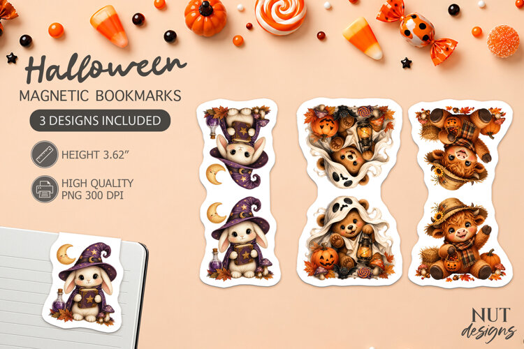 Halloween Witch Ghost Scarecrow Animal Bookmarks example image 1