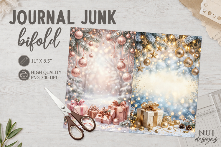 Christmas Ornament Journal Junk Bifold Holiday scrapbook