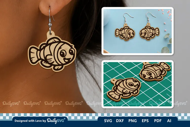 Cute Ocean Animal Earring SVG | Kawaii Sea Life