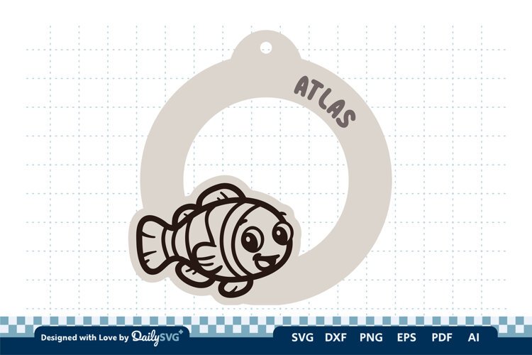 Cute Ocean Animal Keychain SVG | Kawaii Sea Life example image 1